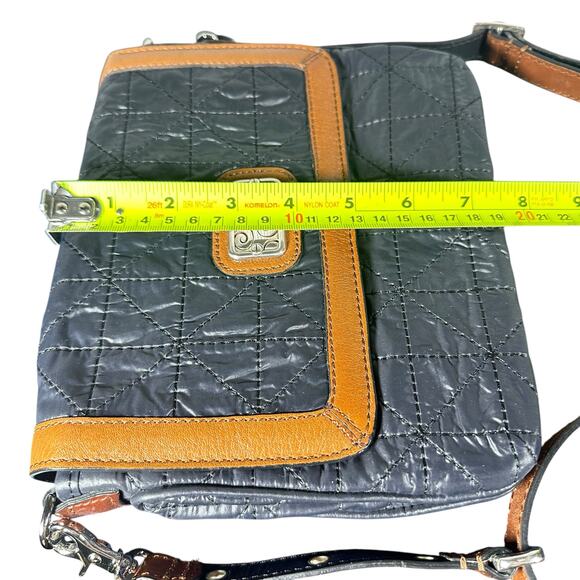 Brighton Black Quilted Fabric & Brown Leather Crossbody Bag - Picture 10 of 10